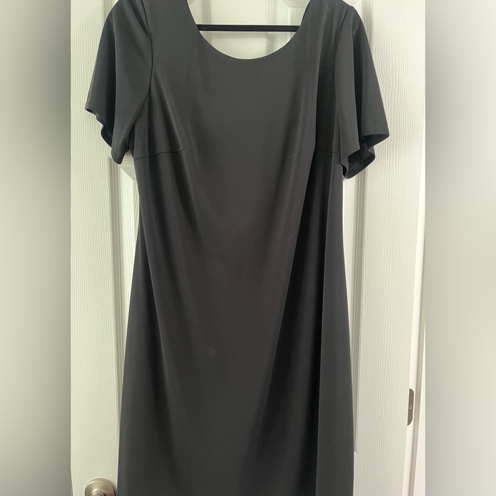 ONYX Nite by Wendye Chaitin short sleeve draped Black Dress Size 18